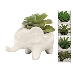 PIANTINA CON VASO CERAMICA ELEFANTE CM.16,8X9X10,5h