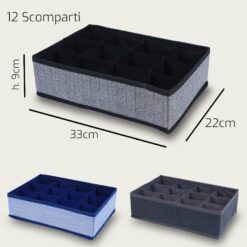 PORTAINTIMO ORGANIZER TNT 12 SCOMPARTI CM.33X22X9h COL. ASS.