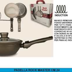 PADELLA CM.24 C/COP. VETRO MANICO REMOVIBILE X INDUZIONE ROCK MASTER
