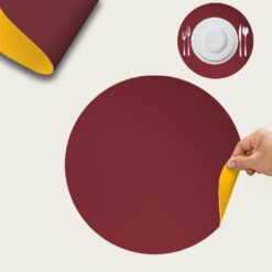 TOVAGLIETTA SIMILPELLE DIAM. CM.38 BORDEAUX+GIALLO