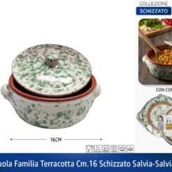 CASSERUOLA FAMILIA TERRACOTTA CM.16 SCHIZZATO SALVIA-SALVIA SCURO