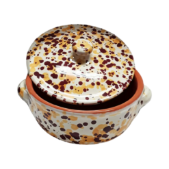 CASSERUOLA FAMILIA TERRACOTTA CM.24 SCHIZZATO TURCHESE BLU