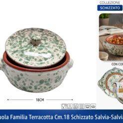 CASSERUOLA FAMILIA TERRACOTTA CM.18 SCHIZZATO SALVIA-SALVIA SCURO