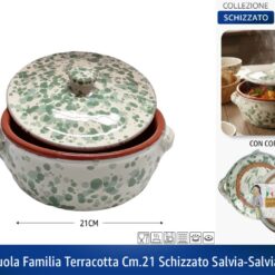 CASSERUOLA FAMILIA TERRACOTTA CM.21 SCHIZZATO SALVIA-SALVIA SCURO