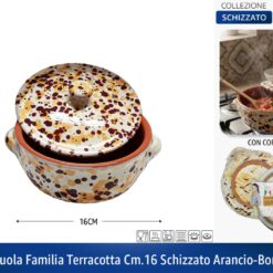 CASSERUOLA FAMILIA TERRACOTTA CM.24 SCHIZZATO ARANCIO-BORDEAUX