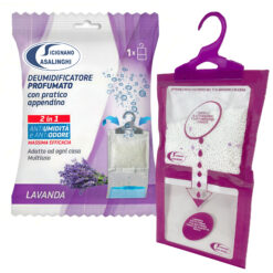Sicignano | Deumidificatore con Appendino 2 in 1, Anti-Umidità e Anti-Odore, Capacità 500 ml, Ideale per Armadi e Ambienti Domestici, Fragranza Lavanda