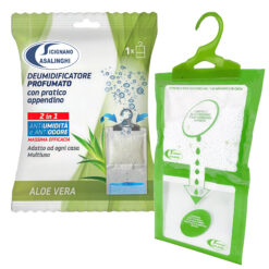Sicignano | Deumidificatore con Appendino 2 in 1, Anti-Umidità e Anti-Odore, Capacità 500 ml, Ideale per Armadi e Ambienti Domestici, Fragranza Aloe Vera