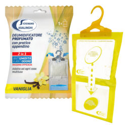Sicignano | Deumidificatore con Appendino 2 in 1, Anti-Umidità e Anti-Odore, Capacità 500 ml, Ideale per Armadi e Ambienti Domestici, Fragranza Vaniglia