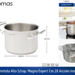 CASSERUOLA ALTA S/COP. MAGNA EXPERT CM.28 ACCIAIO INOX