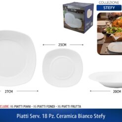 PIATTI SERV. 18 PZ. CERAMICA BIANCO STEFY