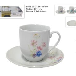 TAZZINE CAFFE' CONF. 6 PZ. C/PIATT. DEC. 3 ASS.