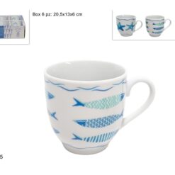 TAZZINE CAFFE' CONF. 6 PZ. S/PIATT. DEC. MARINE 3 ASS.