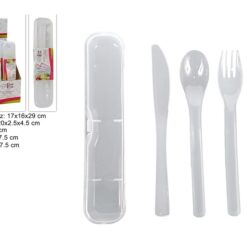 POSATE PLASTICA RIUTILIZZABILI SET 3 PZ. + ASTUCCIO