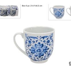 TAZZINE CAFFE' CONF. 6 PZ. S/PIATT. DEC. MAIOLICA 2 ASS.