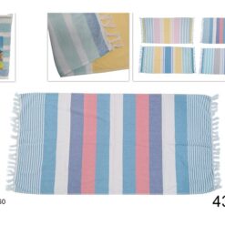 TELO MARE COTONE/SPUGNA CM.80X160 GR.430 FANT. RIGHE 4 COL.