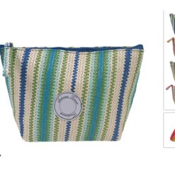 BORSELLO COSMESI EFFETTO PAGLIA FASCE VERTICALI 4 COLORI