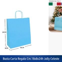 BUSTA CARTA REGALO CM.18X8X24h JOLLY CELESTE