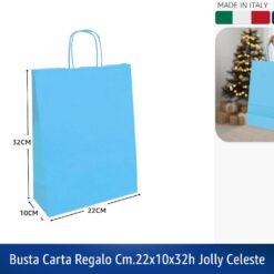 BUSTA CARTA REGALO CM.22X10X32h JOLLY CELESTE