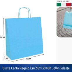 BUSTA CARTA REGALO CM.36X12X40h JOLLY CELESTE