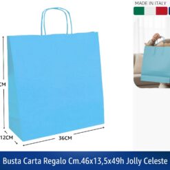 BUSTA CARTA REGALO CM.46X14X49h JOLLY CELESTE