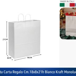 BUSTA CARTA REGALO CM.18X8X21h BIANCO KRAFT MONOLUCIDO