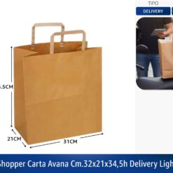BUSTA SHOPPER CARTA AVANA CM.32X21X34,5h DELIVERY LIGHT GR.80