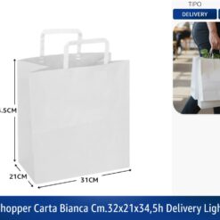 BUSTA SHOPPER CARTA BIANCA CM.32X21X34,5h DELIVERY LIGHT GR.80