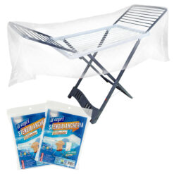 Sicignano | Stendino Pieghevole Antiscivolo con Ruote Aladino, 20 metri di Stenditura, 100% Resina, con Gancio Sicurezza, Made in Italy (Stendino + 2 Copristendino)