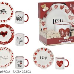 TAZZA LATTE CON PIATTINO CL.32,5 DECORI ASSORTITI