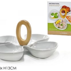 ANTIPASTIERA 4 POSTI CON MANICO CM.28X28X13h