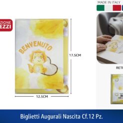 BIGLIETTI AUGURALI NASCITA CF. 12 PZ.