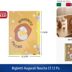 BIGLIETTI AUGURALI NASCITA CF. 12 PZ.