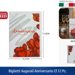 BIGLIETTI AUGURALI ANNIVERSARIO CF. 12 PZ.