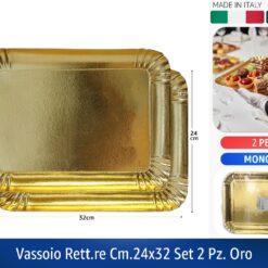 VASSOIO RETT.RE CM.24X32 SET 2 PZ. ORO
