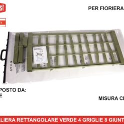 KIT SPALLIERA RETTANGOLARE PER FIORIERA ETHICA VERDE OLIVA 4 GRIGLIE 8 GIUNTI 8 TAPPI