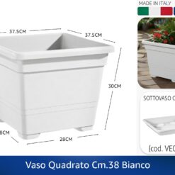 VASO QUADRATO CM.38 BIANCO