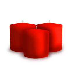 Sicignano | Set 3 Candele Moccolo Colorate Ø6x7h Cilindriche a Colonna per Decorazione, Cera Colore Rosso, Durata 28 ore, Inodore, Made in Italy - Candele dell'Avvento