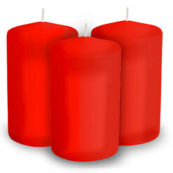Sicignano | Set 3 Candele Moccolo Colorate Ø6x12h Cilindriche a Colonna per Decorazione, Cera Colore Rosso, Durata 50 ore, Inodore, Made in Italy - Candele dell'Avvento
