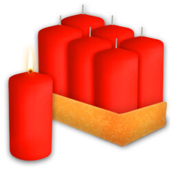 Sicignano | Set 6 Candele Moccolo Colorate Ø6x12h Cilindriche a Colonna per Decorazione, Cera Colore Rosso, Durata 50 ore, Inodore, Made in Italy - Candele dell'Avvento