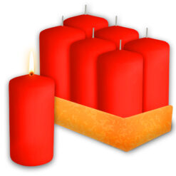 Sicignano | Set 6 Candele Moccolo Colorate Ø8x15h Cilindriche a Colonna per Decorazione, Cera Colore Rosso, Durata 85 ore, Inodore, Made in Italy - Candele dell'Avvento