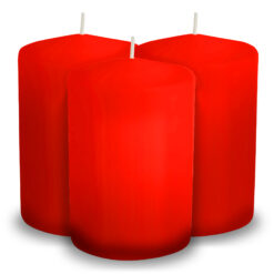 Sicignano | Set 3 Candele Moccolo Colorate Ø8x15h Cilindriche a Colonna per Decorazione, Cera Colore Rosso, Durata 85 ore, Inodore, Made in Italy - Candele dell'Avvento