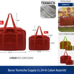 BORSE TERMICHE COPPIA LT.24+6 COLORI ASSORTITI