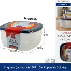 FRIGOBOX QUADRATO SET 5 PZ. CON COPERCHIO COL. ASS.