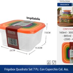 FRIGOBOX QUADRATO SET 7 PZ. CON COPERCHIO COL. ASS.