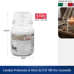CANDELA PROFUMATA IN VETRO GR.510 100 ORE CARAMELLE