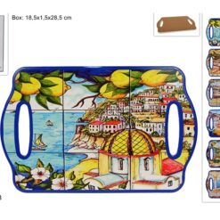 TAGLIERE BASE SUGHERO CM.18X28 DEC. PAESAGGIO