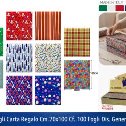FOGLI CARTA REGALO CM.70X100 CF. 100 FOGLI DIS. GENERICO