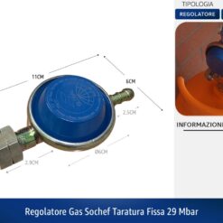 REGOLATORE GAS SOCHEF TARATURA FISSA 29 mbar