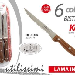 COLTELLI BISTECCA SET 6 PZ. MAN. CHIODATO LEGNO