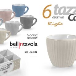TAZZINE CAFFE' CONF. 6 PZ. S/PIATT. COL. ASS.